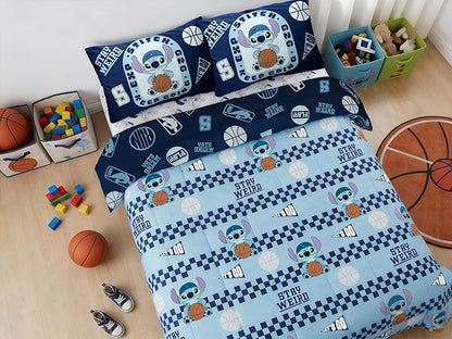 Northwest Disney Lilo & Stitch Full Size Comforter Set, 5 Piece Reversible Design Ultra Soft Fade Resistant Microfiber Kids Bedding Set, Officially Licensed