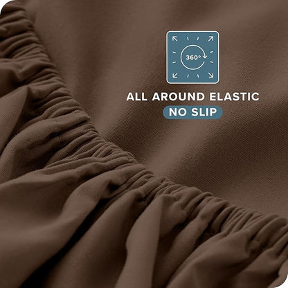 Bare Home Queen Sheet Set - 1800 Ultra-Soft Microfiber Queen Bed Sheets - Double Brushed - Deep Pockets - Easy Fit - 4 Piece Set - Bedding Sheets & Pillowcases (Queen, Cocoa)