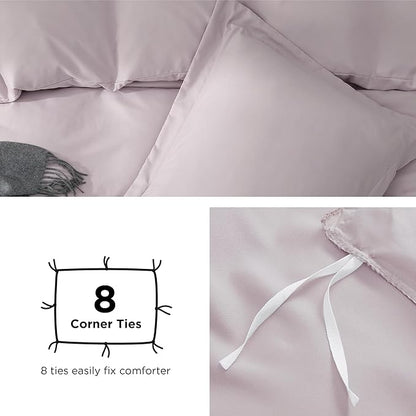 Bedsure Duvet Cover Queen Size - Soft Double Brushed Bedding Set for Kids & Adults, Zipper Closure, 3 Pieces, Includes 1 Duvet Cover (90"x90") & 2 Pillow Shams, NO Comforter, Pink Mocha