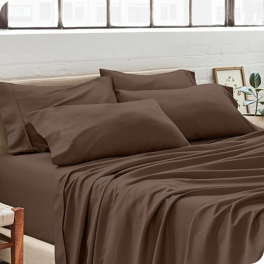 Bare Home Microfiber 4 Pack Standard/Queen Pillowcases, Cocoa, 20x30
