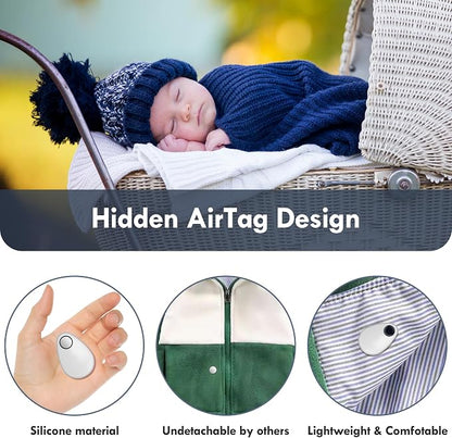 Airtag Holder for Kids Hidden 2 Pack, Air Tag Holder with Magnetic Lock Pin Anti-Removal Tool Required, GPS Tracker Case for Children Elderly Pets Backpack Clothing (Black, White)
