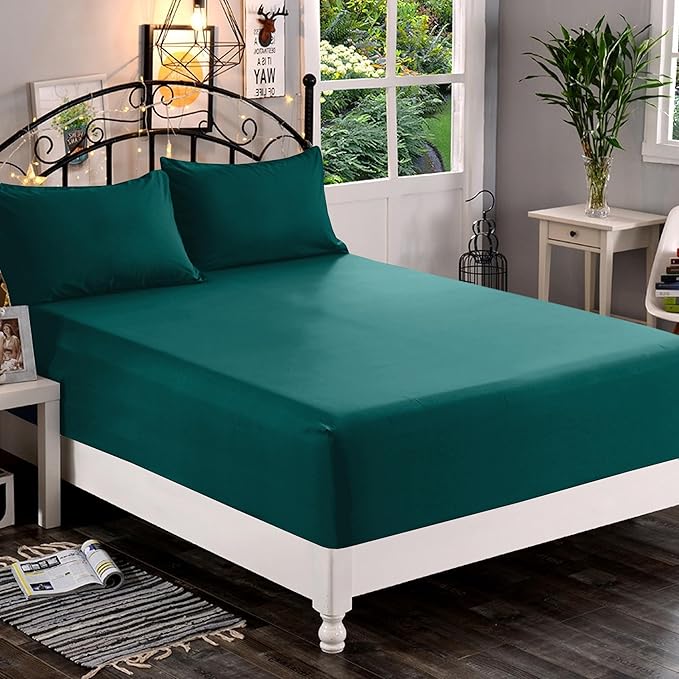 Elegant Comfort 1500 Premium Quality Fitted Sheet Ultra Soft 18-24 Inch Extra Deep Pocket - Single Fitted Sheet for High Mattress - Wrinkle Free with Smart Storage Pockets, King, Marine Teal