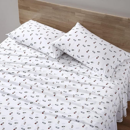 Eddie Bauer - King Sheets, Cotton Percale Bedding Set, Crisp & Cool Home Decor (Explore Lantern White, King)