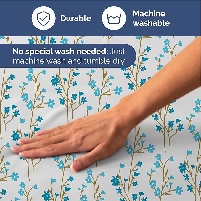 Floral Sheets - Blue Floral Bed Sheet Set - 1 Flat, 1 Fitted & 2 Pillowcases w/ Deep Pockets - Comfy, Wrinkle & Fade Free - Boho Botanical Bedding - Soft, Breathable and Cooling - Cal King Size Set