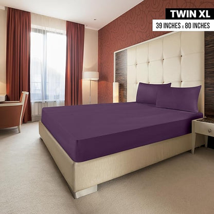 Utopia Bedding Twin XL Fitted Sheets - Bulk Pack of 2 Bottom Sheets - Soft Brushed Microfiber - Deep Pockets - Shrinkage & Fade Resistant - Easy Care (Twin XL, Purple)