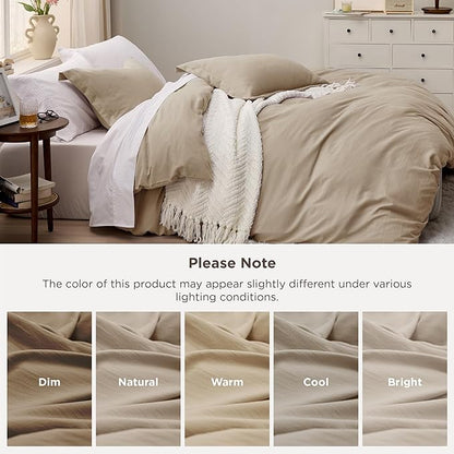 Bedsure Light Brown Duvet Cover King Size - 3 Pieces Prewashed Cotton-Like Extra Soft Bedding Set, Includes 1 Duvet Cover 104x90 Inches with Zipper Closure & 2 Pillow Shams, Comforter Not Included