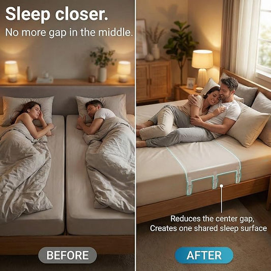 Twin to King Bed Converter | No Slipping | Innovative Solution as Bed Bridge for Couples & Families | Split King Gap Filler for Adjustable Bed, Installed in < 5 Min