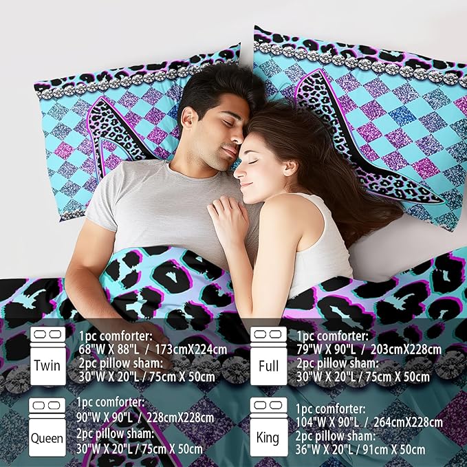 Rainbow Cheetah Print Comforter Set Queen Girls Sexy High Heels Leopard Print Bedding Set Women High Heels Leopard Comforter Quilt Bedroom Decor Animal Cheetah Bedding Bed Decor