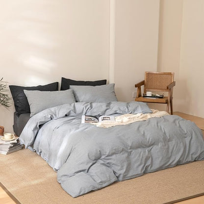 VM VOUGEMARKET Grey Stripes Comforter Set Twin XL Teen Boys Men Down Comforter with 2 Pillowcases,Modern Luxury Pinstriped Bedding Quilt Set 68"x90"