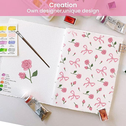Softan Pink Floral King Bed Sheets, Cozy Microfiber Flower Printed Sheets with 15" Deep Pocket Fitted Sheet & Non-Slip Straps, Patterned Pink Rose - Bow Sheets & Pillowcase Set
