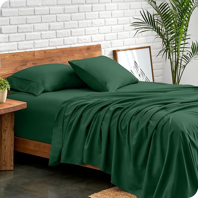 Bare Home Full Sheet Set - 1800 Ultra-Soft Microfiber Full Bed Sheets - Double Brushed - Deep Pockets - Easy Fit - 4 Piece Set - Bedding Sheets & Pillowcases (Full, Forest Green)