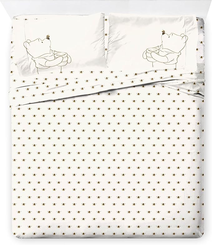 Jay Franco Disney Winnie The Pooh Queen Comforter Set - 7 Piece Bedding Includes Sheet Set & Pillow Covers - Super Soft Cozy Floral Bedding