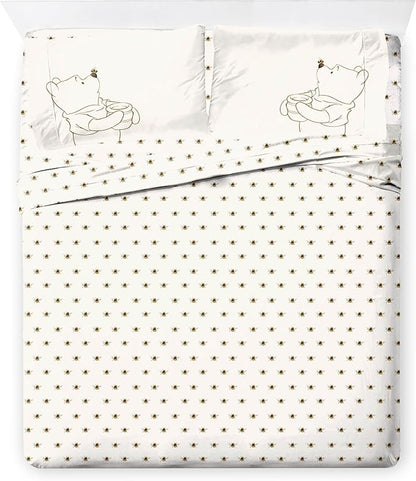 Jay Franco Disney Winnie The Pooh Queen Comforter Set - 7 Piece Bedding Includes Sheet Set & Pillow Covers - Super Soft Cozy Floral Bedding