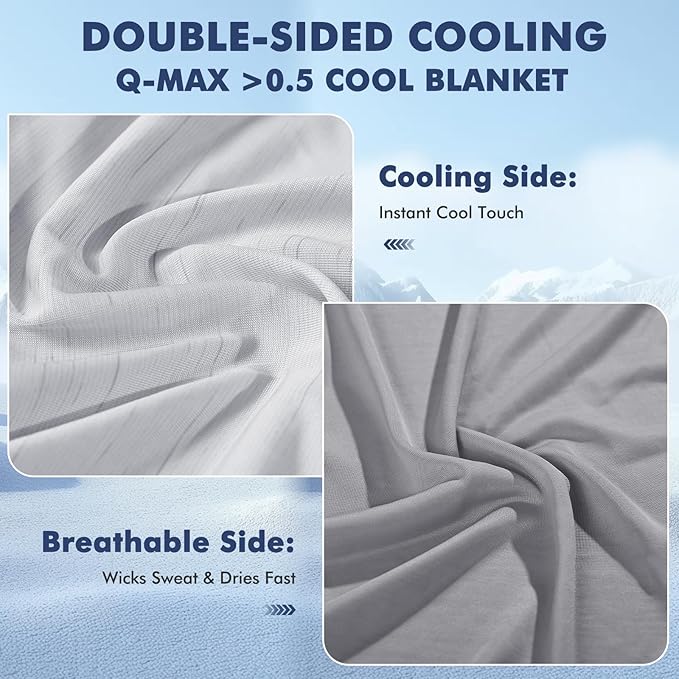 Elegear Cooling Blanket for Hot Sleepers, Double-Sided Arc-Chill® 3.0 Cooling Tech, Q-Max >0.5 Cool to Touch Cooling Blankets, Soft Breathable Summer Blanket for Night Sweats & Hot Flashes, Twin