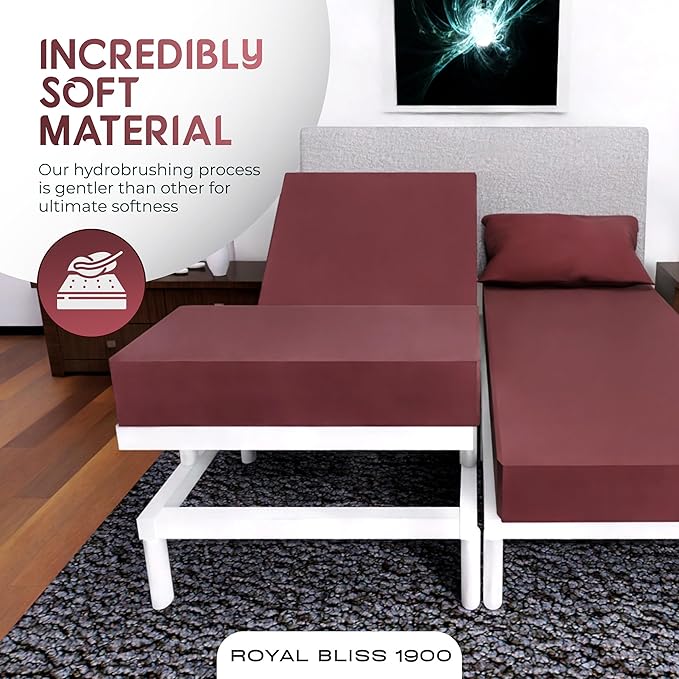 Split California King Sheets Sets - 5 Pcs Set - California King Split Sheet Sets for Adjustable Bed Split Cal King Sheets Sets for Adjustable Bed Cal King Split Sheets (Burgundy)