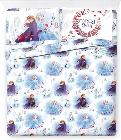 Disney Frozen 2 Forest Spirit 7 Piece Full Bed Set - Includes Reversible Comforter & Sheet Set - Bedding Features Elsa and Anna - Super Soft Fade Resistant Microfiber - (Official Disney Product)