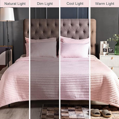 Max Oversized California King Quilt Set – 112"x106"Soft Washed Lightweight Bedspread,Multi-Lock Quilting,Minimalist Nordic Bedding, Spring & Summer Quilt Set (1 Quilt + 2 Pillow Shams), Pink