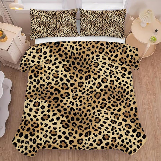 Cheetah Print Comforter Set King Size Leopard Print Bedding for Women Girls Boys Bedroom Animals Quilt Bed Set 1 Comforter 2 Pillowcases
