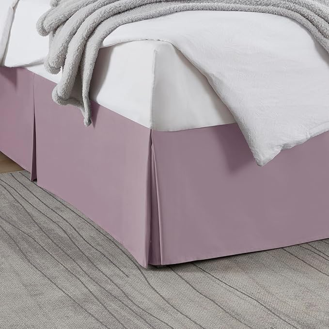 Nestl Peach Twin Bed Skirt - Twin Size Bed Skirt 14 Inch Drop - Brushed Microfiber Bed Skirts - Hotel Quality Pleated Bed Skirt - Shrinkage & Fade Resistant
