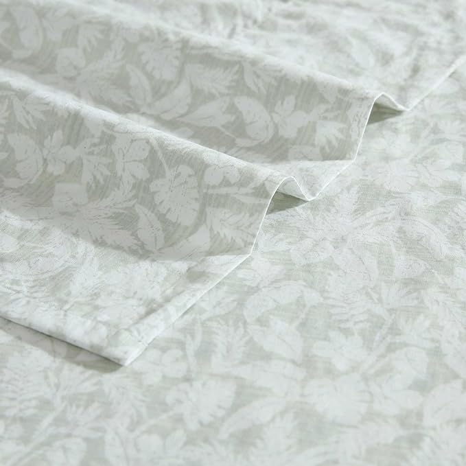 Tommy Bahama - King Size Sheet Set, 100% Cotton Percale Bedding with a Crisp & Cool Feel, Bed Sheets with Matching Fitted Sheet & Pillowcases (Palm Day Green)