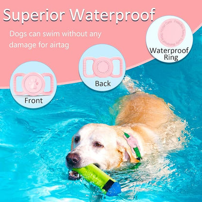 Waterproof Silicone AirTag Holder for Dog Collar, Pink | Full waterproof seal | Fits Most Collars | Soft Durable Silicone | Anti-loss Secure Fit | Lightweight & Signal-friendly