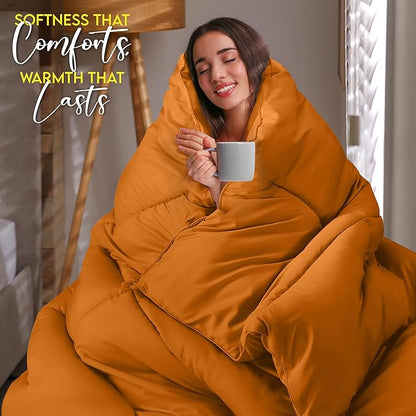 Utopia Bedding Comforter Duvet Insert, Quilted Comforter with Corner Tabs, Box Stitched Down Alternative Comforters Queen Size (Burnt Orange)
