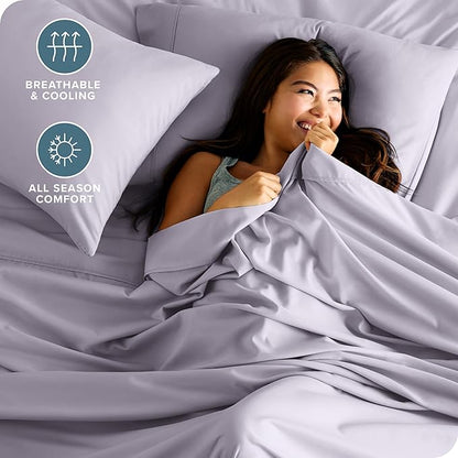 Bare Home California King Sheet Set - 1800 Ultra-Soft Microfiber Cal King Bed Sheets - Double Brushed - Deep Pockets - Easy Fit - 4 Piece Set - Bed Sheets (California King, Light Lavender)