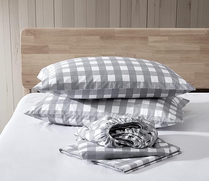 Eddie Bauer - Queen Sheets, Cotton Percale Bedding Set, Crisp & Cool Home Decor (Lakehouse Plaid, Queen)