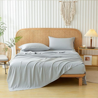OTTEBED Ultra-Soft Queen Comforter Set with Sheets - Boho 7 Piece Bed in a Bag Lightweight All Season Use, Aesthetic Washed PolyCotton QUEEN Sage Green Comforter with Grey Bedding Sheet Set Pillowcase