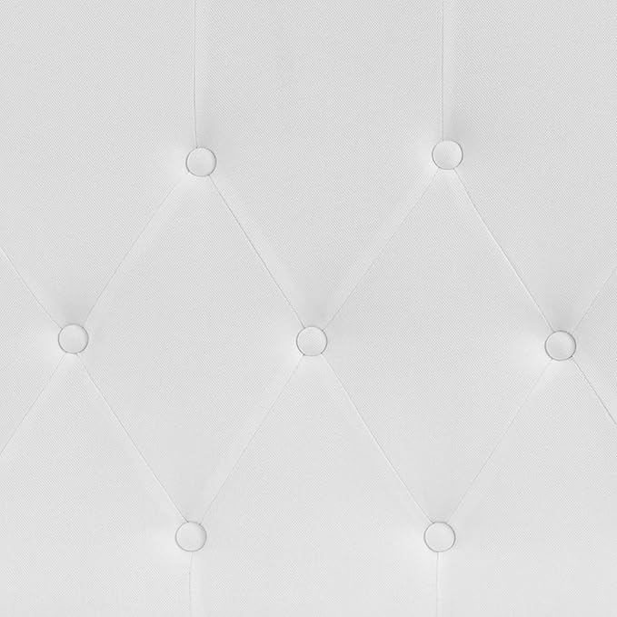 EMMA + OLIVER Tufted Upholstered Full Size Headboard in White Fabric