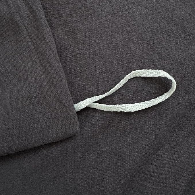 FACE TWO FACE Bedding Duvet Cover Set100% Washed Cotton Duvet Cover Linen Like Textured Breathable Durable Soft Comfy (King, Volcanic Black)