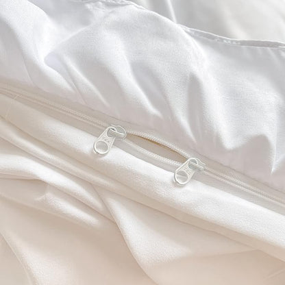 MOOWOO Chic Ruffle Lace Polyester Duvet Cover Set -Girl White Bedding-2 Piece Twin Comforter Duvet Cover with Zipper Closure -Ultra Soft and Light Weight(White, Twin)-NO Including Comforter