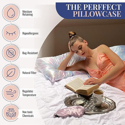 Blissy Silk Pillowcase - 100% Pure Mulberry Silk - 22 Momme 6A High-Grade Fibers - Silk Pillow Cover for Hair & Skin - Regular, Queen & King (Tie Dye, Queen)
