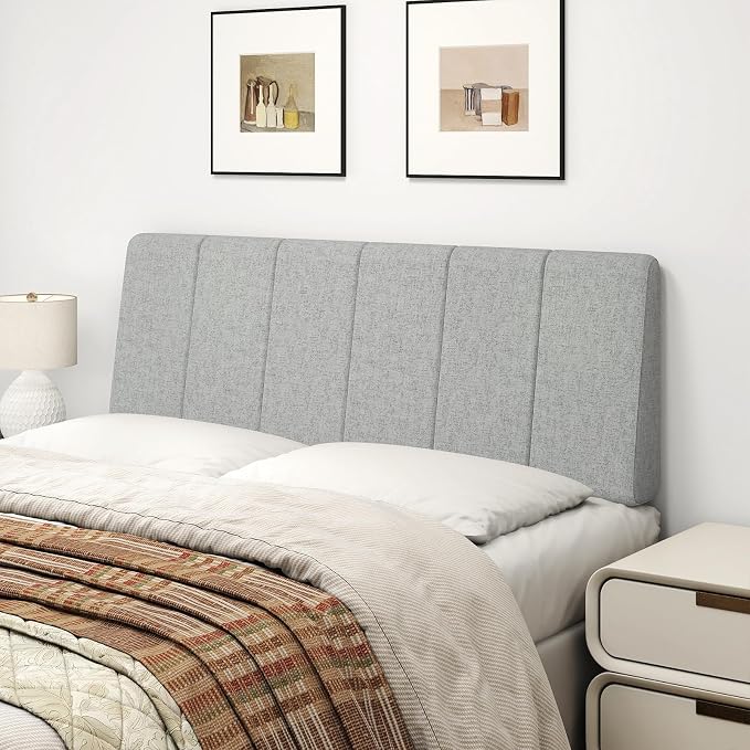 Full Size Headboard Only-No Assembly Required, Light Gray | Easy to use no assembly required, Linen fabric and extra-thick foam for added comfort, Modern style headboard full size