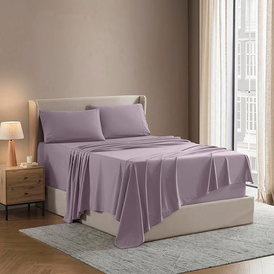 Nestl Queen Sheet Set - Luxury 1800 Ultra-Soft Microfiber Bed Sheets - Double Brushed - Deep Pockets - Easy Fit - 4 Piece Set - Bedding Sheets & Pillowcases (Queen, Dusty Purple)
