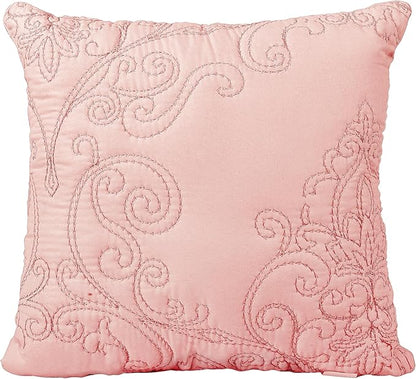 Home Soft Things Damask 4 Piece Bedspread Set, Scalloped Edge Reversible Quilt Coverlet Comforter Prewashed Bedding Set, Matelasse Embossed Floral Solid Pattern,Dusty Pink Oversize Queen(110" x 120")