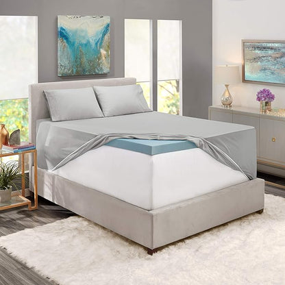 Hearth & Harbor Extra Deep Pocket Queen Sheets Sets - Fits Mattress 18-24 Inches Deep - Extra Deep Pocket Sheets - 6 Piece Queen Size - Silver