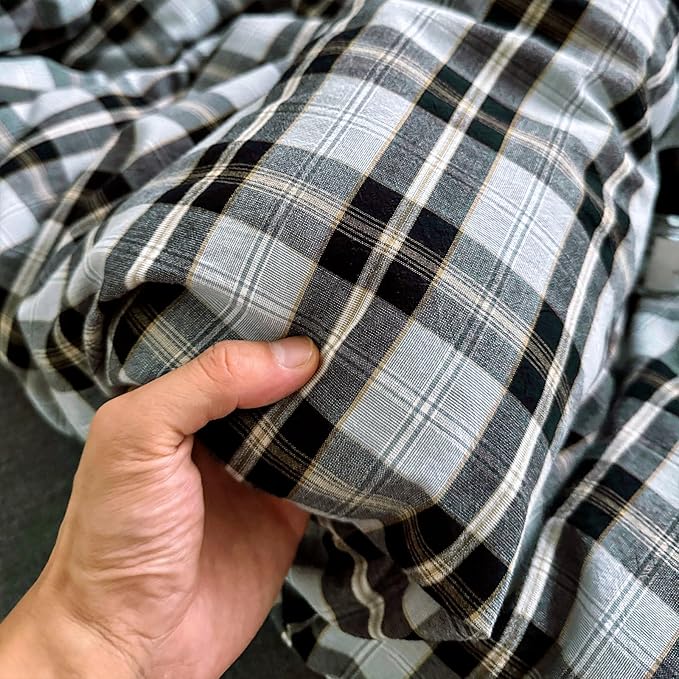 EAVD Vintage Light Blue Grey Buffalo Plaid Duvet Cover Full Soft Washed Cotton Gingham Bedding Set with Grid Checkered Pattern Farmhouse Geometric Duvet Cover with 2 Pillowcases for Boys Men Women