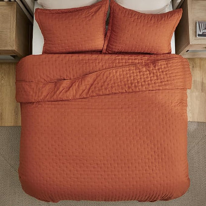 Bedsure King Quilt - Red Orange Bedspread King Size & Lightweight Comforter, Boho Coverlet with Clover Pattern, Ultra Soft All-Season Bedding, 106 x 96 Inches | Stitch-Free Quilting, Ultra Soft, Lightweight, Machine Washable, Pet-Friendly