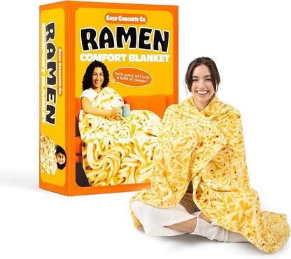 Cozy Concepts Co. Ramen by Relatable, Viral Trend Inspired, Looks Like a Giant Bowl of Ramen Noodles to Wrap Yourself Up In, Easter Gift for Kids & Teens, Easter Basket Filler, Large 65” Throw Blanket