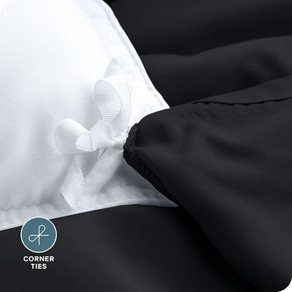 Bare Home Bedding Duvet Cover Oversized King Size - Premium 1800 Super Soft Collection - Lightweight, Cooling Duvet Cover - Soft Breathable Bedding (Oversized King, Black)