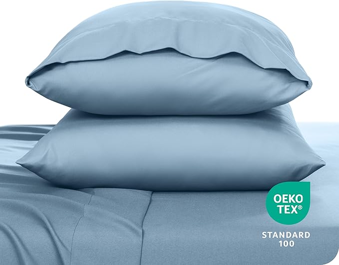 Bare Home Microfiber Pillow Cases - King 20x36 - Cooling Pillowcases - Double Brushed - Easy Care - Envelope Closure (King Pillowcase Set of 2, Light Blue)