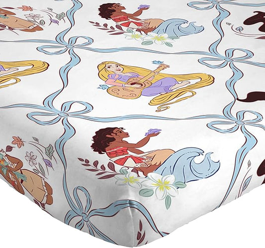 Jay Franco Kids Sheet Set with Fitted, Flat Sheets & Pillow Cover - Ultra-Soft Bedding with Pillowcase for Room Decor, White – Disney Princess, 3 Piece Twin