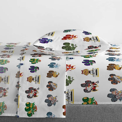 Jay Franco Kids Sheet Set with Fitted, Flat Sheets & Pillow Cover - Ultra-Soft Bedding with Pillowcase for Room Decor, White - Monster Jam, 3 Piece Toddler