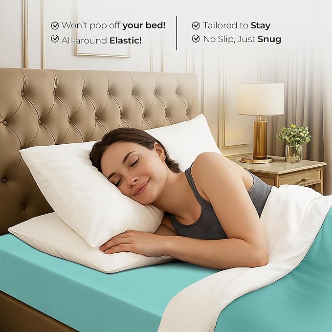 Utopia Bedding Twin Fitted Sheet - Bottom Sheet - Deep Pocket - Soft Microfiber - Shrinkage and Fade Resistant - Easy Care - 1 Fitted Sheet Only (Spa Blue)