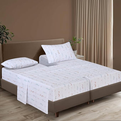 ZOYER 100% Cotton Sheets – Split King Size Percale Bedding, Cooling & Breathable, Durable with a Crisp, Soft & Comfortable Feel, 16" Deep Pocket, 5-Piece Set, Fairy Meadows