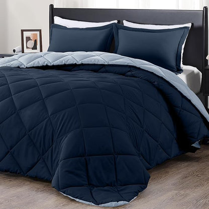 downluxe Full Size Comforter Set - Blue and Sapphire Full Comforter - Soft Bedding Sets for All Seasons -3- Piece Comforter Set Full with 2 Reversible Pillow Shams