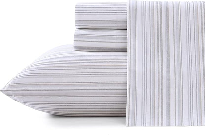 Tommy Bahama - King Sheets, Cotton Percale Bedding Set, Crisp & Cool, Stylish Bedding Set (Kahanu Stripe Grey, King)