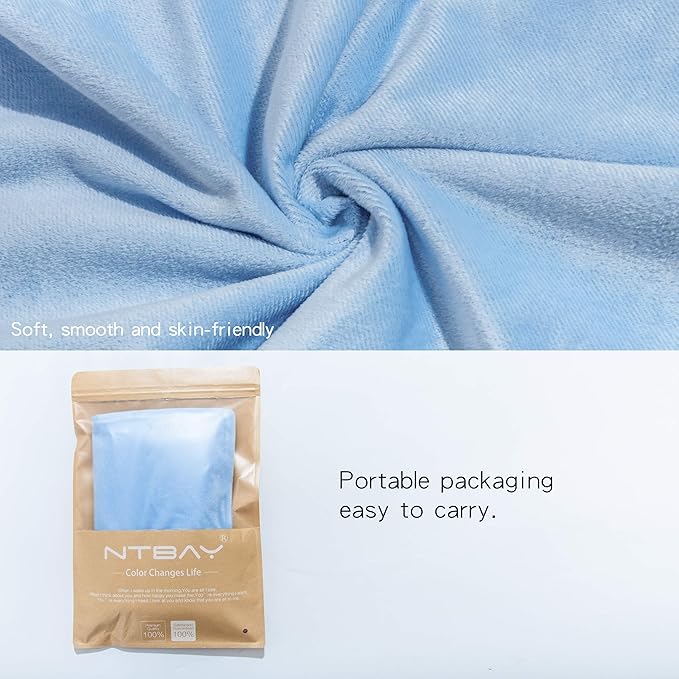 NTBAY Velvet 2 Pack Square Zippered Throw Pillow Covers, Super Soft and Luxury Euro Cushion Covers for Sofa, Couch, 26x26 Inches, Sky Blue