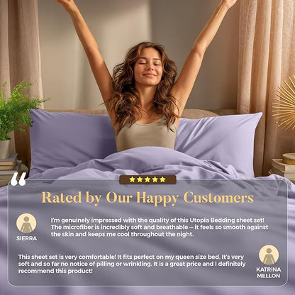 Utopia Bedding Twin XL Sheet Set – 3 Piece Bed Sheets for Twin XL Size Bed, Soft and Breathable Microfiber, Includes 1 Fitted Sheet, 1 Flat Sheet and 1 Pillowcase – Oeko Tex (Lavender)